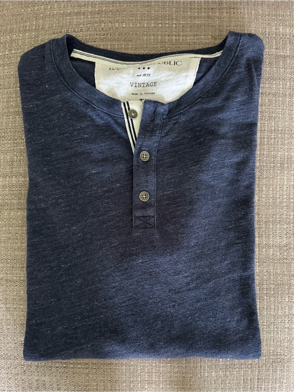 Banana Republic Vintage Heather Navy Henley Shirt - Men's